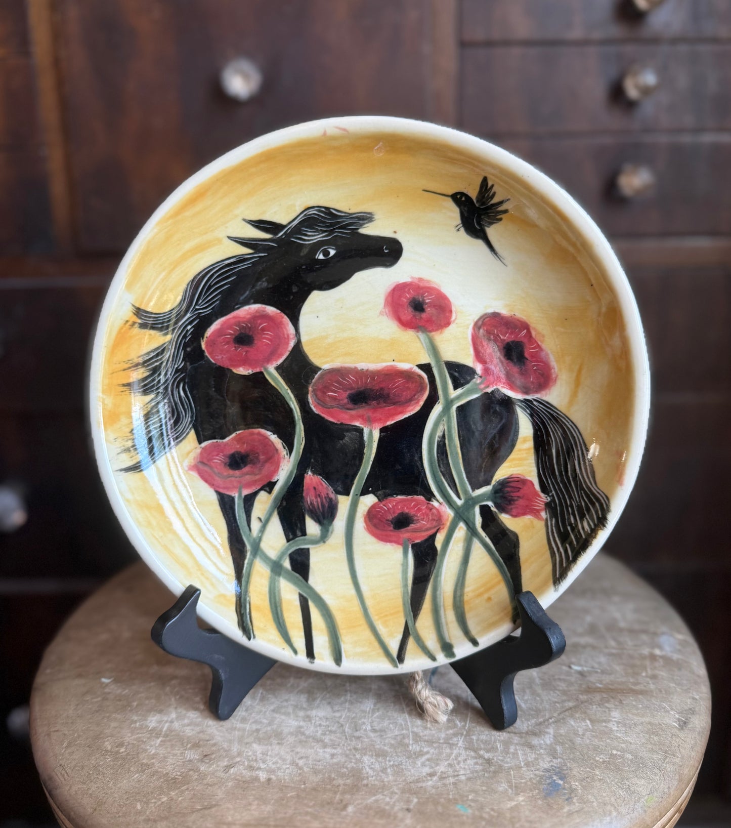 Horse in the poppies
