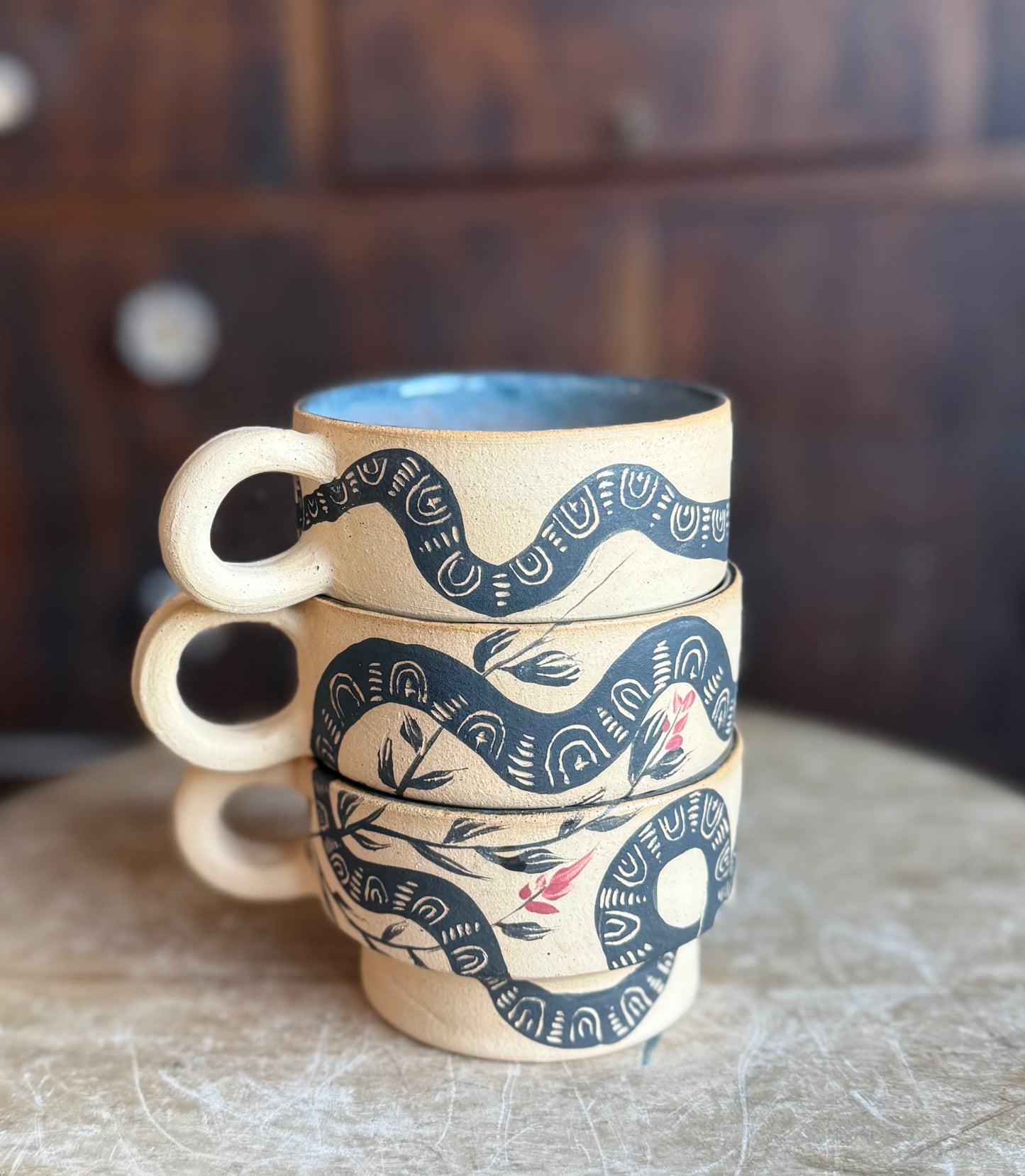 3 snake men of the apocalypse stacking mug set