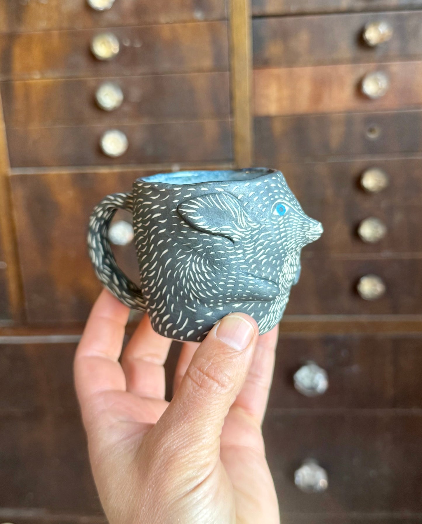 Teeny anxious fox mug