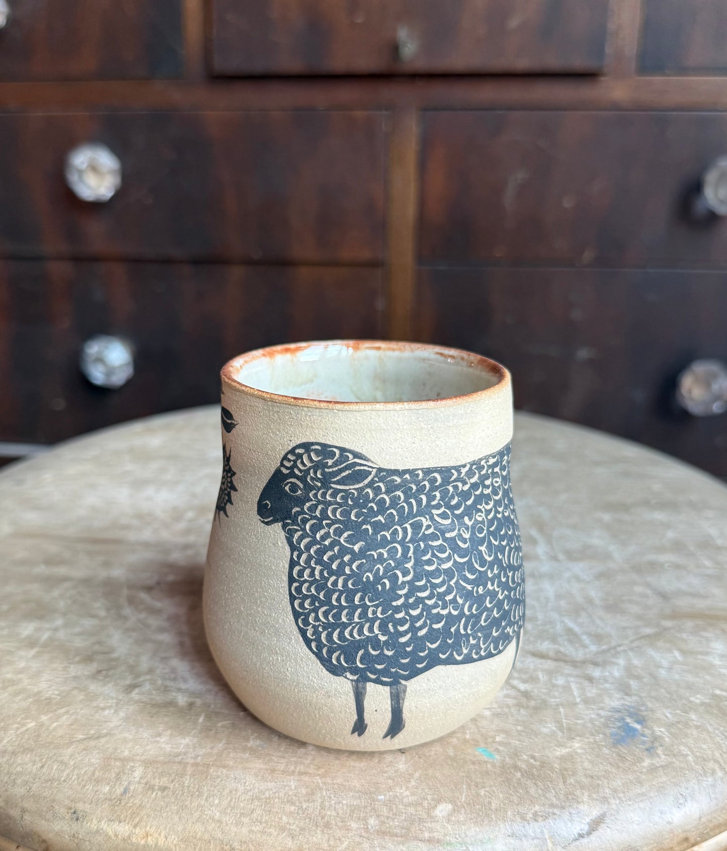 Sheep with sunflower
