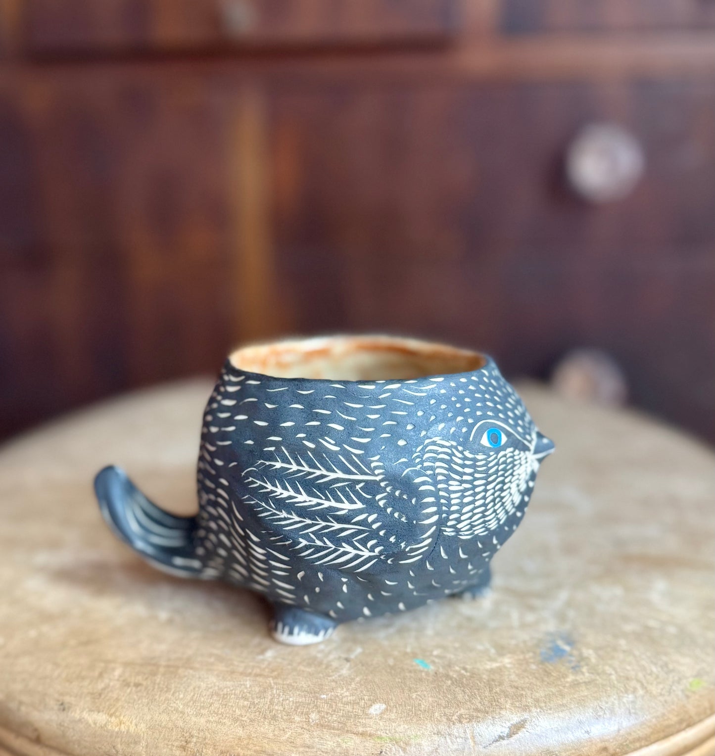 Bird creature mug (chai interior)