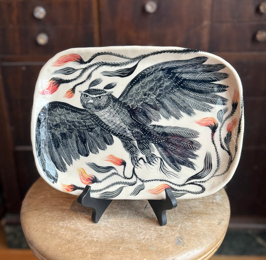 Porcelain owl tray
