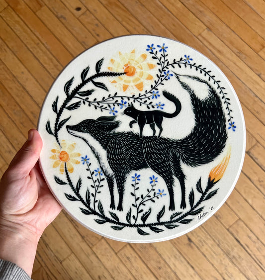 Bigger size fox & cat wall tile